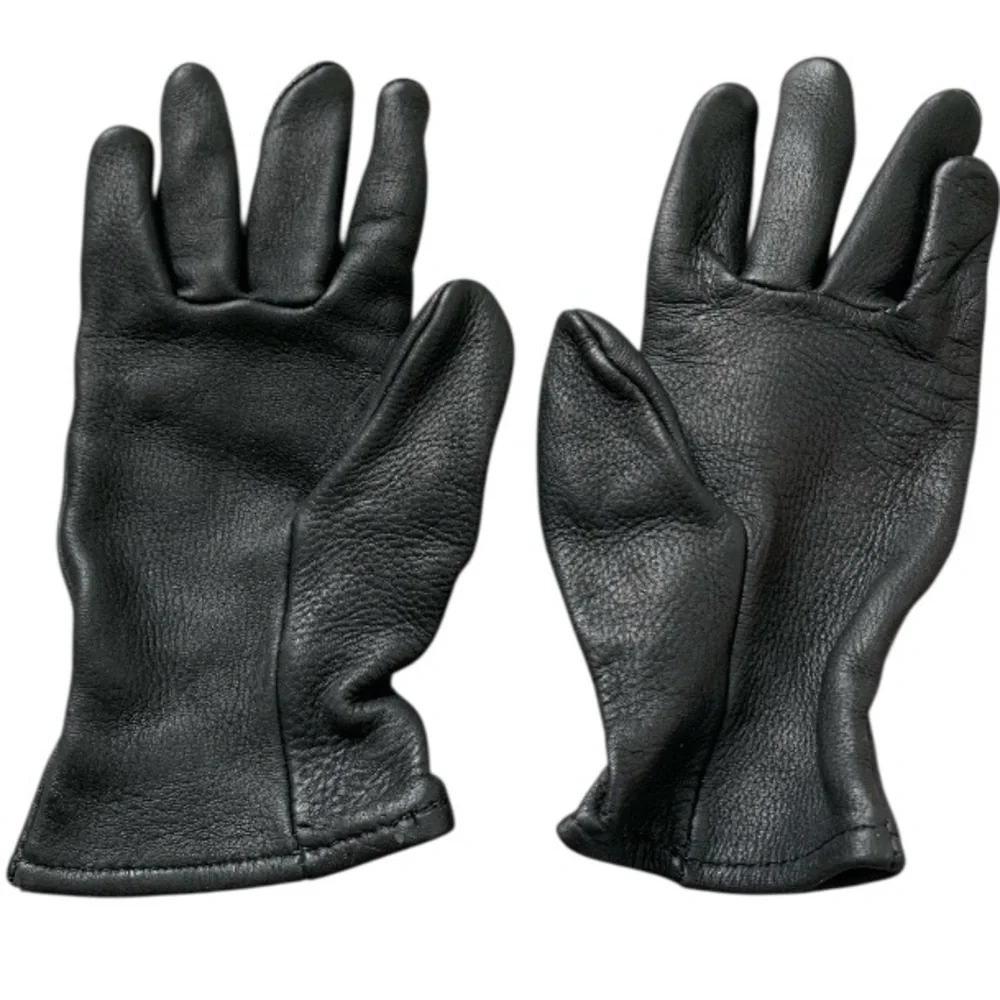 VINTAGE DEERSKIN BLACK LEATHER GLOVES LADIES SZ 6 MADE IN USA Luxury Leather